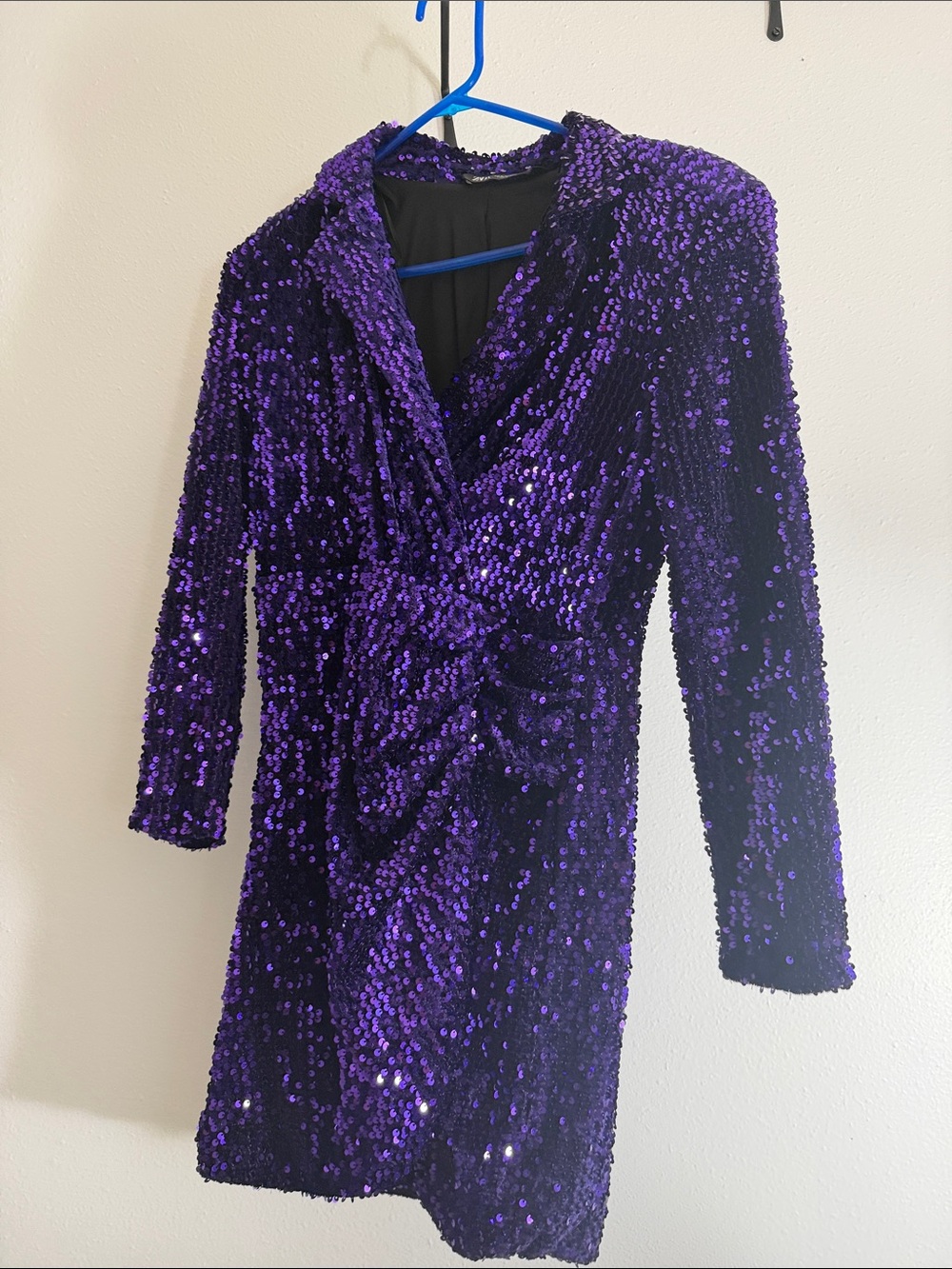 Zara Purple Sequin Long Sleeve Dress